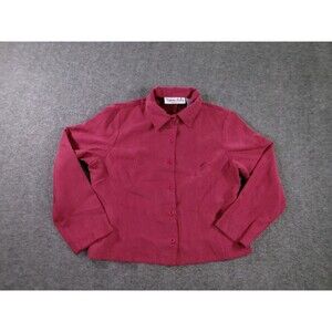 Vintage Victoria Holley Top Women 6 Petite Red Button Long Sleeve Capsule Office